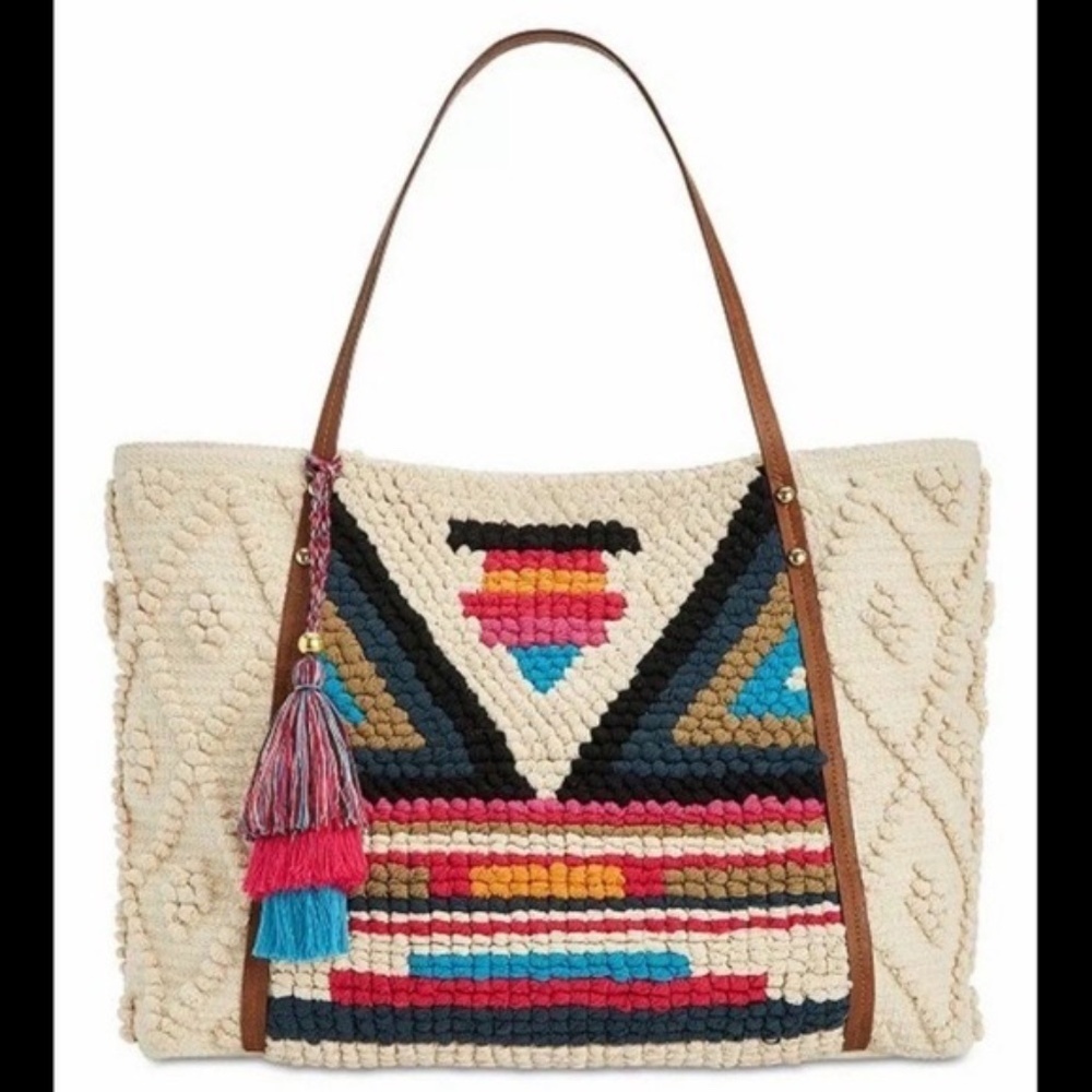 Steve Madden Ali Aztec Blanket Tassel Tote Bag NWT